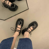厚底編み上げ革靴(2COLORS)